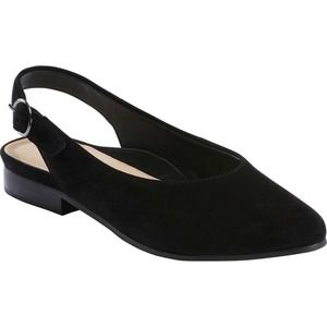 Earth Womens Uptown Ursula Slingback Silky Suede -- Black 6.5M NEW